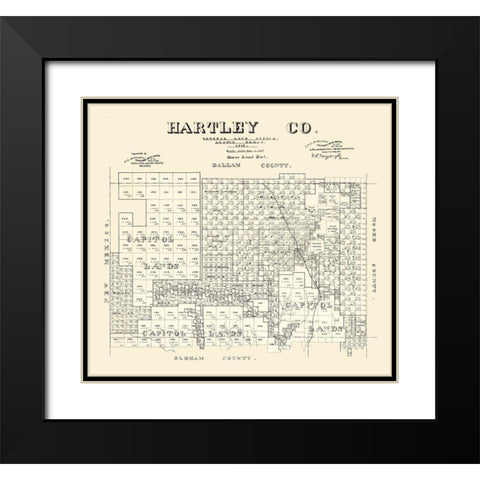 Hartley County Texas - McGaughey 1882 Black Modern Wood Framed Art Print with Double Matting by McGaughey