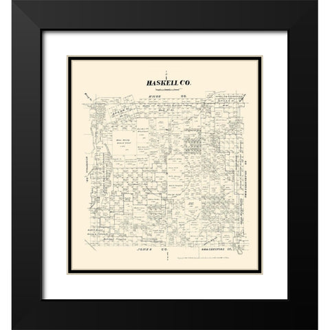 Haskell County Texas - Walsh 1879 Black Modern Wood Framed Art Print with Double Matting by Walsh