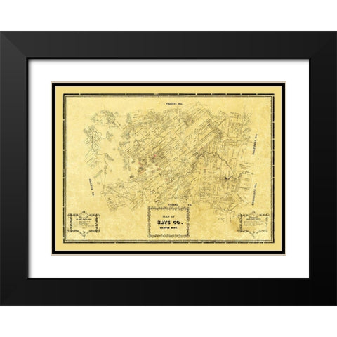 Hays County Texas - Arlitt 1861 Black Modern Wood Framed Art Print with Double Matting by Arlitt