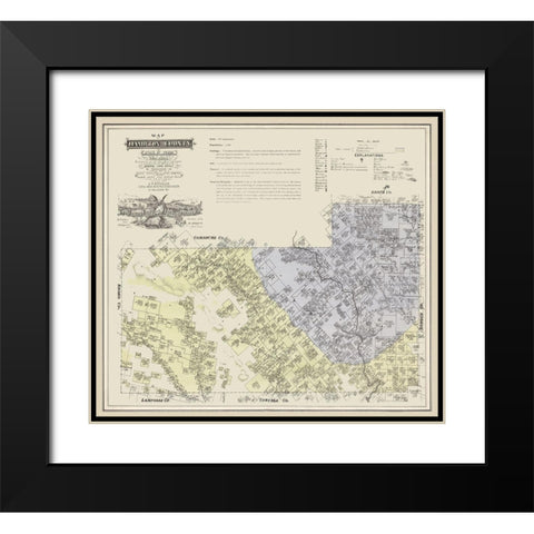 Hamilton County Texas - Roessler 1876  Black Modern Wood Framed Art Print with Double Matting by Roessler