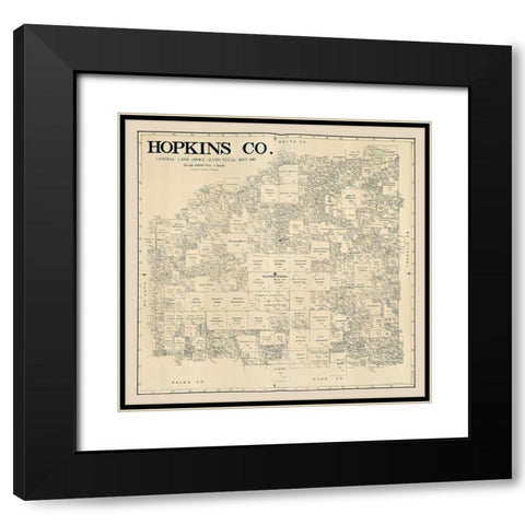 Hopkins County Texas - Thielepape 1885  Black Modern Wood Framed Art Print with Double Matting by Thielepape