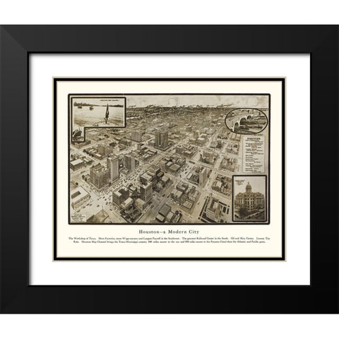 Houston Texas - Hopkins 1912 Black Modern Wood Framed Art Print with Double Matting by Hopkins