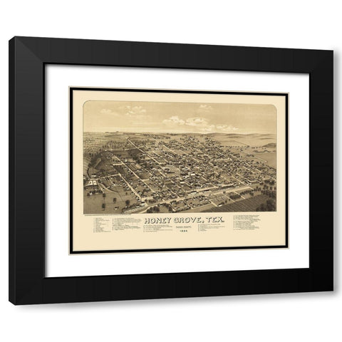 Honey Grove Texas - Norris 1886 Black Modern Wood Framed Art Print with Double Matting by Norris