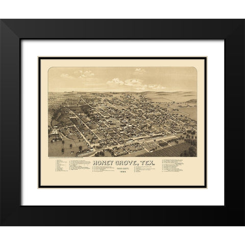 Honey Grove Texas - Norris 1886 Black Modern Wood Framed Art Print with Double Matting by Norris
