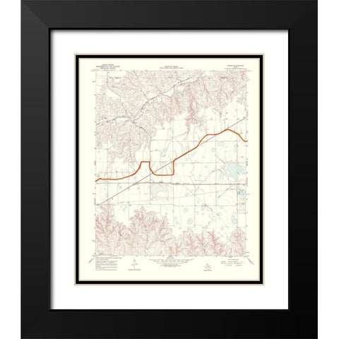 Hoover Texas Quad - USGS 1969 Black Modern Wood Framed Art Print with Double Matting by USGS