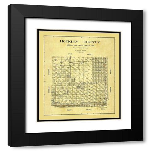 Hockley County Texas - Pritchett 1914 Black Modern Wood Framed Art Print with Double Matting by Pritchett