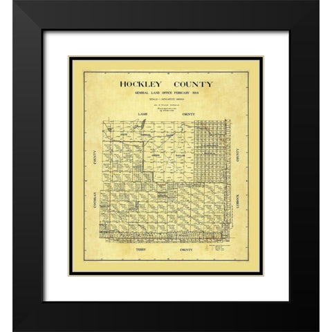 Hockley County Texas - Pritchett 1914 Black Modern Wood Framed Art Print with Double Matting by Pritchett