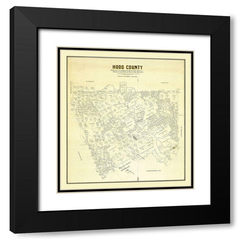 Hood County Texas - 1884 Black Modern Wood Framed Art Print with Double Matting by Unknown