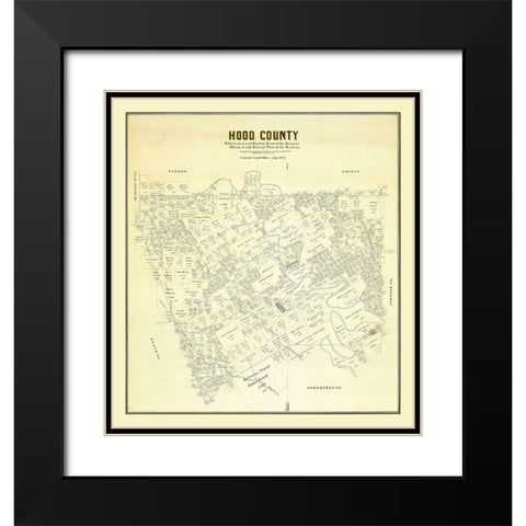 Hood County Texas - 1884 Black Modern Wood Framed Art Print with Double Matting by Unknown