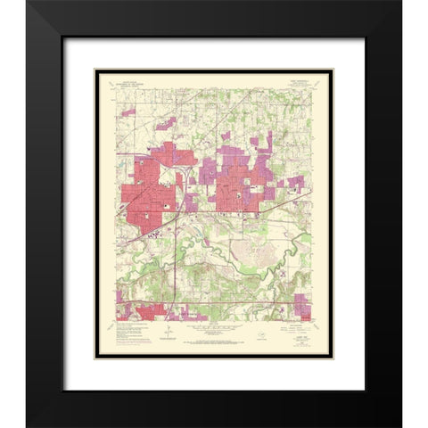 Hurst Texas Quad - USGS 1969 Black Modern Wood Framed Art Print with Double Matting by USGS