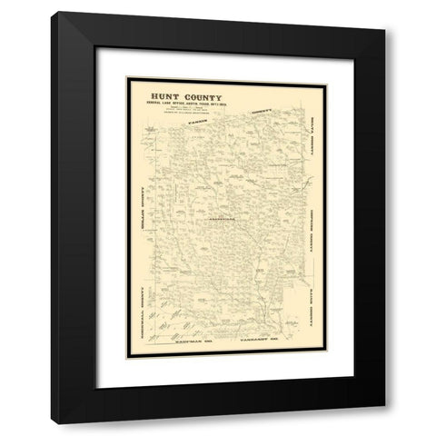 Hunt County Texas - Lucas 1873 Black Modern Wood Framed Art Print with Double Matting by Lucas