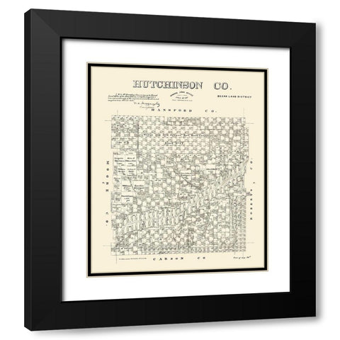 Hutchinson County Texas - McGaughey 1891 Black Modern Wood Framed Art Print with Double Matting by McGaughey