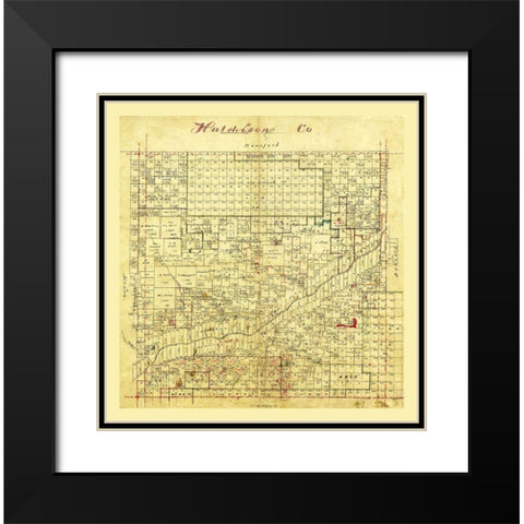 Hutchinson County Texas Black Modern Wood Framed Art Print with Double Matting by Unknown