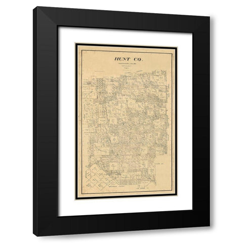 Hunt County Texas - Pressler 1894  Black Modern Wood Framed Art Print with Double Matting by Pressler