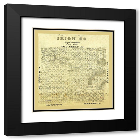 Irion County Texas - 1889 Black Modern Wood Framed Art Print with Double Matting by Unknown