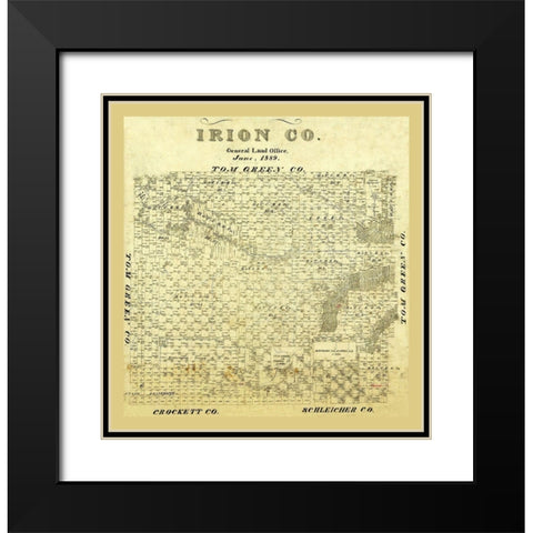 Irion County Texas - 1889 Black Modern Wood Framed Art Print with Double Matting by Unknown