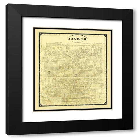 Jack County Texas - Wise 1878 Black Modern Wood Framed Art Print with Double Matting by Wise