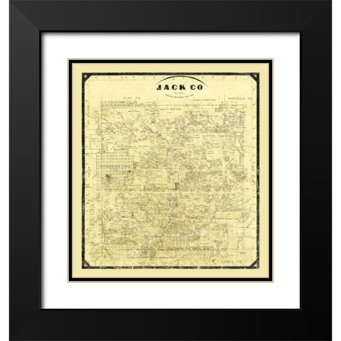 Jack County Texas - Wise 1878 Black Modern Wood Framed Art Print with Double Matting by Wise