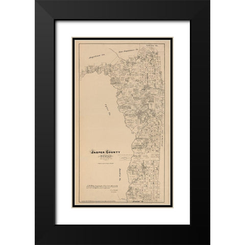 Jasper County Texas - Walsh 1879 Black Modern Wood Framed Art Print with Double Matting by Walsh