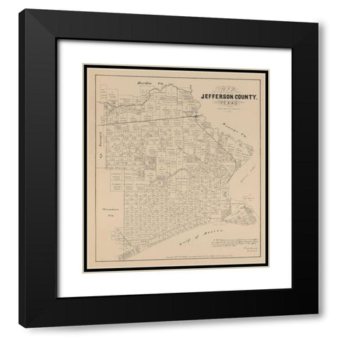 Jefferson County Texas - Walsh 1879 Black Modern Wood Framed Art Print with Double Matting by Walsh