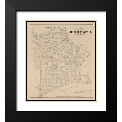 Jefferson County Texas - Walsh 1879 Black Modern Wood Framed Art Print with Double Matting by Walsh
