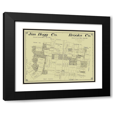 Jim Hogg and Brooks County Texas - McDonald 1912  Black Modern Wood Framed Art Print with Double Matting by McDonald