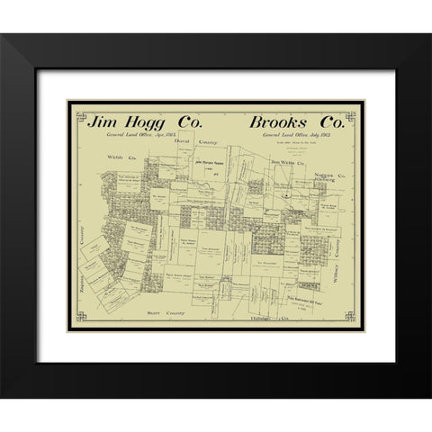 Jim Hogg and Brooks County Texas - McDonald 1912  Black Modern Wood Framed Art Print with Double Matting by McDonald