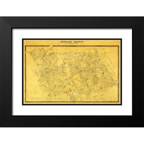 Johnson County Texas - Martin 1857  Black Modern Wood Framed Art Print with Double Matting by Martin