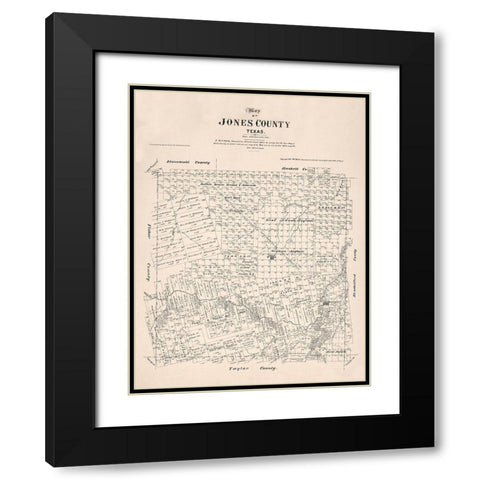 Jones County Texas - Walsh 1879  Black Modern Wood Framed Art Print with Double Matting by Walsh