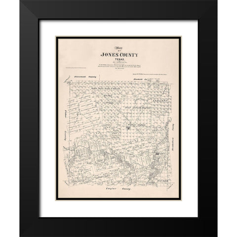 Jones County Texas - Walsh 1879  Black Modern Wood Framed Art Print with Double Matting by Walsh
