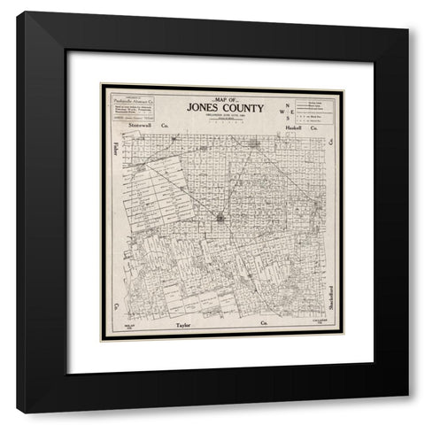 Jones County Texas -1880 Black Modern Wood Framed Art Print with Double Matting by Unknown