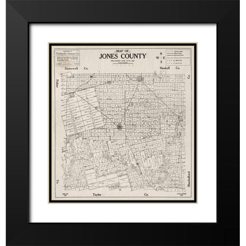 Jones County Texas -1880 Black Modern Wood Framed Art Print with Double Matting by Unknown