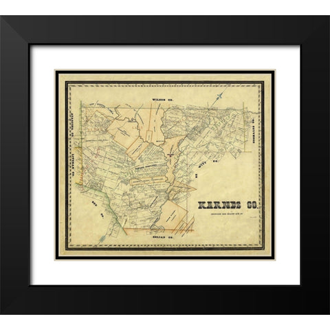 Karnes County Texas - Arlitt 1870  Black Modern Wood Framed Art Print with Double Matting by Arlitt