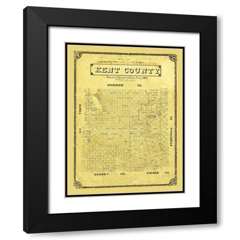 Kent County Texas - Porter 1889  Black Modern Wood Framed Art Print with Double Matting by Porter