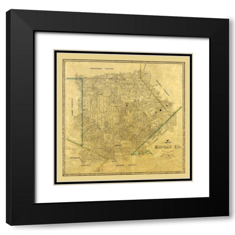 Kendall County Texas - Rosenberg 1879  Black Modern Wood Framed Art Print with Double Matting by Rosenberg