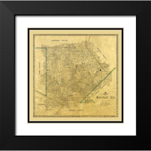 Kendall County Texas - Rosenberg 1879  Black Modern Wood Framed Art Print with Double Matting by Rosenberg