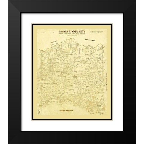 Lamar County Texas - Lucas 1873  Black Modern Wood Framed Art Print with Double Matting by Lucas