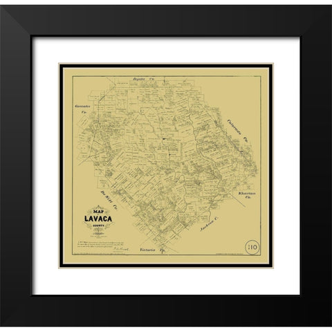 Lavaca County Texas - Walsh 1879  Black Modern Wood Framed Art Print with Double Matting by Walsh