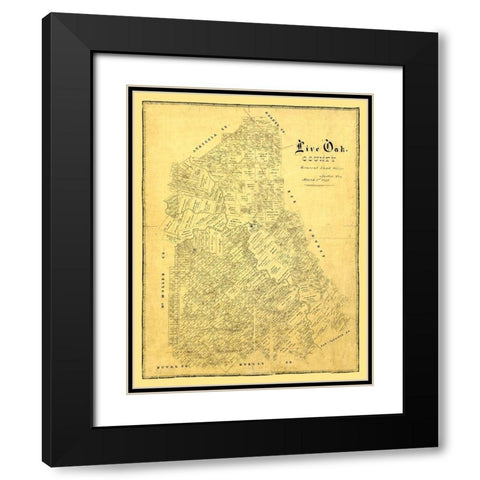 Live Oak County Texas -1879 Black Modern Wood Framed Art Print with Double Matting by Unknown