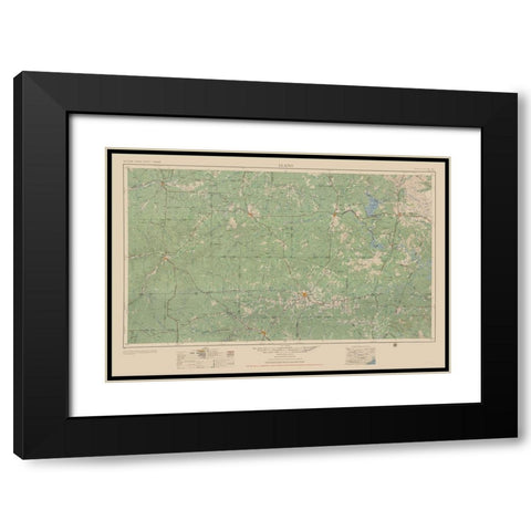 Llano Texas Quad - USGS 1954 Black Modern Wood Framed Art Print with Double Matting by USGS