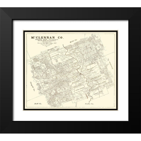Mclennan Texas Landowner - Land Office 1878 Black Modern Wood Framed Art Print with Double Matting by Land Office