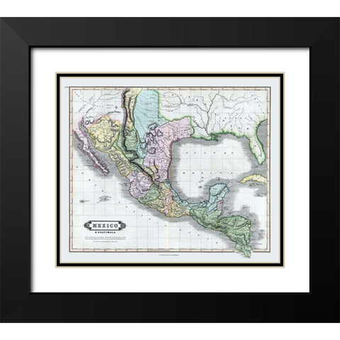 Mexico - Guatemala - Lizars 1833 Black Modern Wood Framed Art Print with Double Matting by Lizars