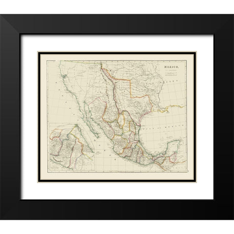 Early Texas - Mexico - Arrowsmith 1844 Black Modern Wood Framed Art Print with Double Matting by Arrowsmith