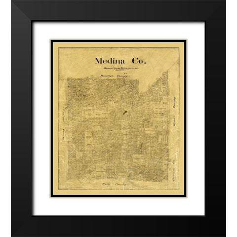 Medina County Texas - Rowe 1895  Black Modern Wood Framed Art Print with Double Matting by Rowe