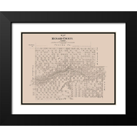 Menard County Texas - Walsh 1879  Black Modern Wood Framed Art Print with Double Matting by Walsh