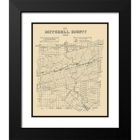 Mitchell County Texas - Abrams 1890  Black Modern Wood Framed Art Print with Double Matting by Abrams