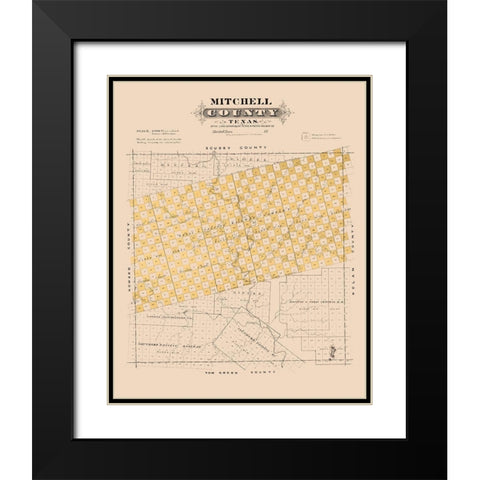Mitchell County Texas - Gast 1870  Black Modern Wood Framed Art Print with Double Matting by Gast