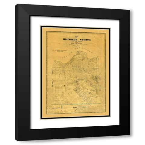 Montague County Texas - Rosenberg 1858  Black Modern Wood Framed Art Print with Double Matting by Rosenberg