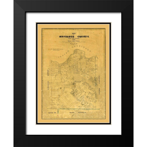 Montague County Texas - Rosenberg 1858  Black Modern Wood Framed Art Print with Double Matting by Rosenberg