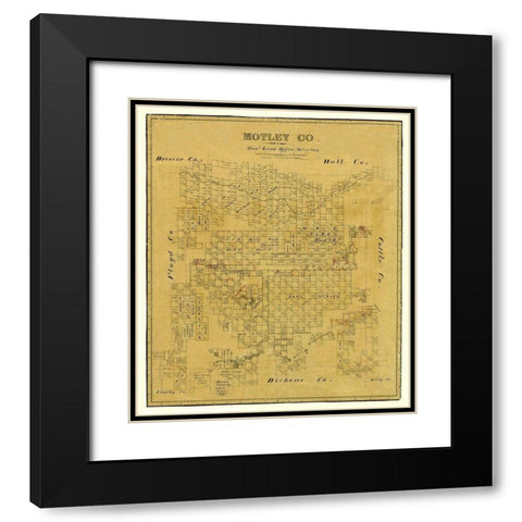 Motley County Texas - Matthews 1879  Black Modern Wood Framed Art Print with Double Matting by Matthews